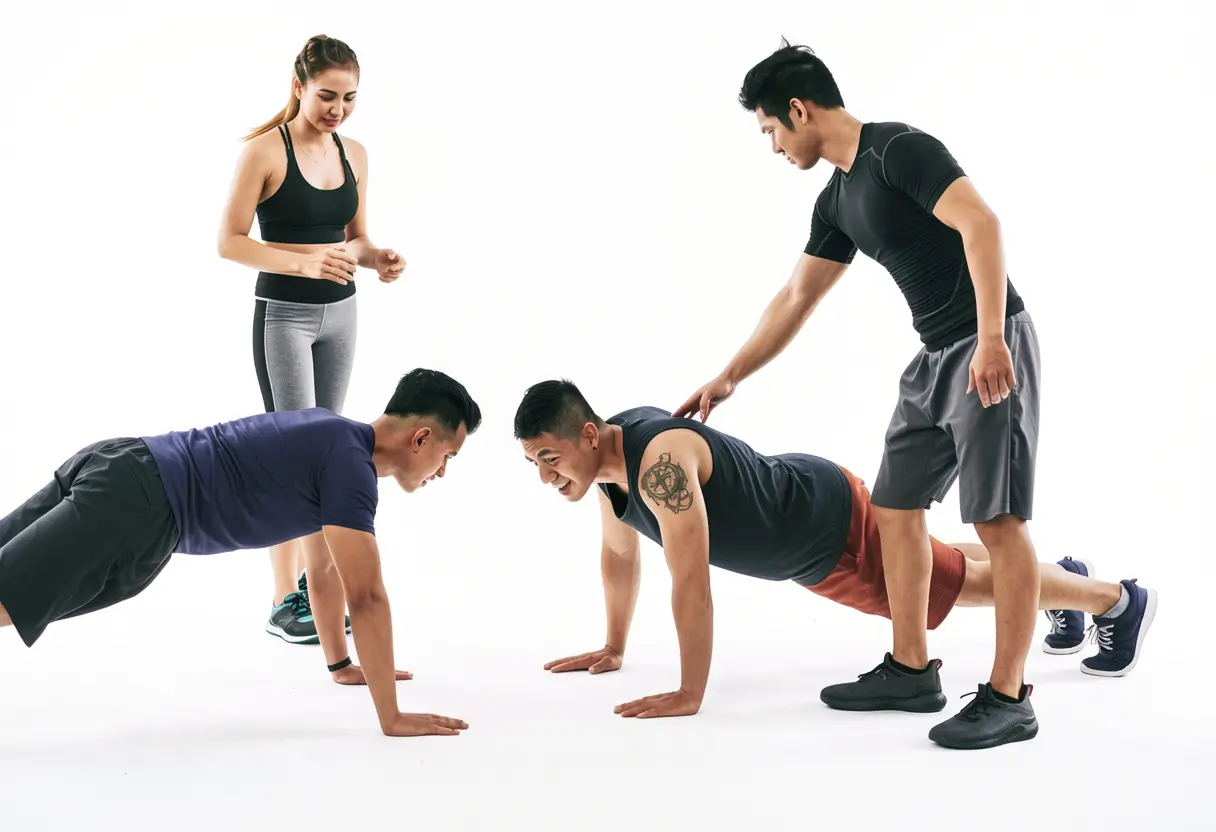 People doing push-ups during a daily workout