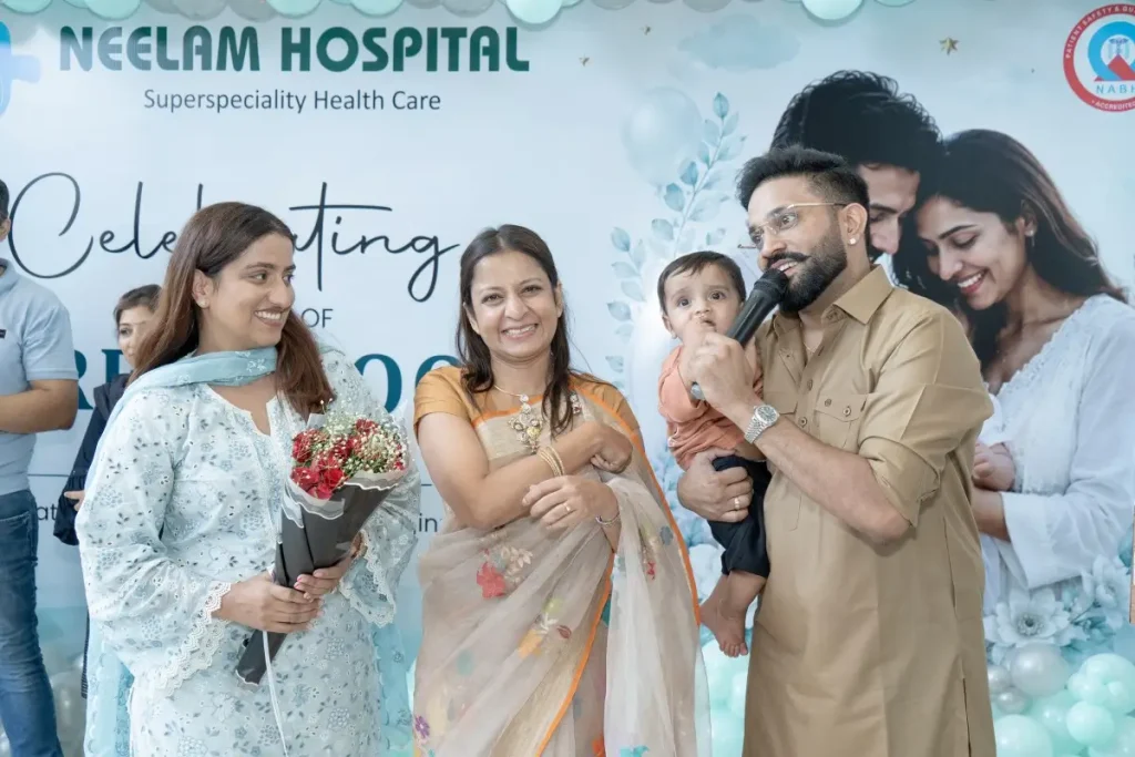Dilpreet Dhillon as a special guest at the IVF celebration event hosted by Neelam Hospital, Rajpura, Punjab.