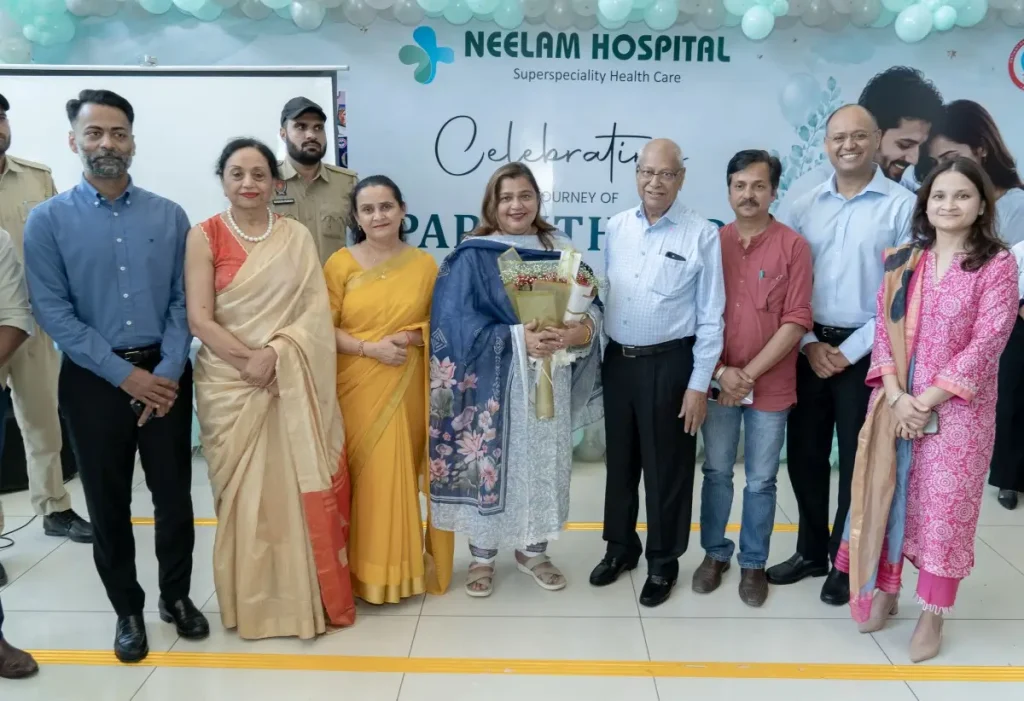 Neena Mittal attending the IVF awareness event with the Neelam Hospital management team in Rajpura, Punjab.