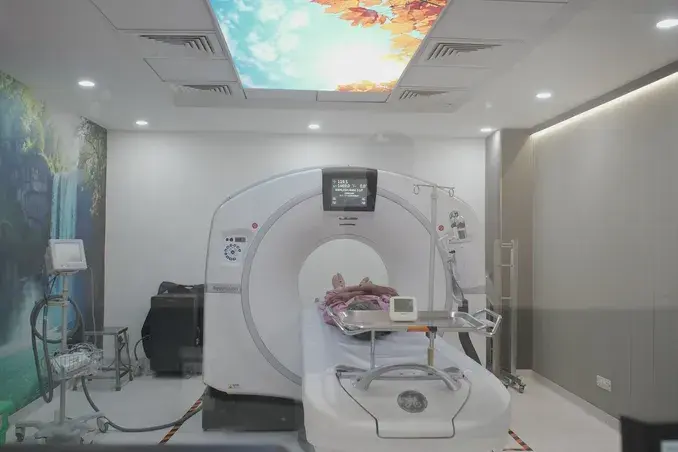 GE Revolution EVO 128-slice CT Scanner at Neelam Hospital, Rajpura providing advanced CT angiography, cardiac imaging, and accurate diagnostic scans for patients across Punjab.