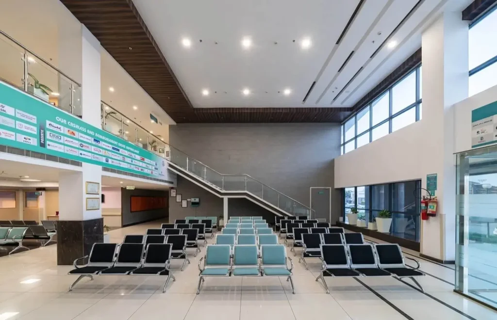 Modern OPD reception area at Neelam Hospital, Rajpura, Punjab, providing patient registration, appointment booking, and assistance with a comfortable healthcare experience.
