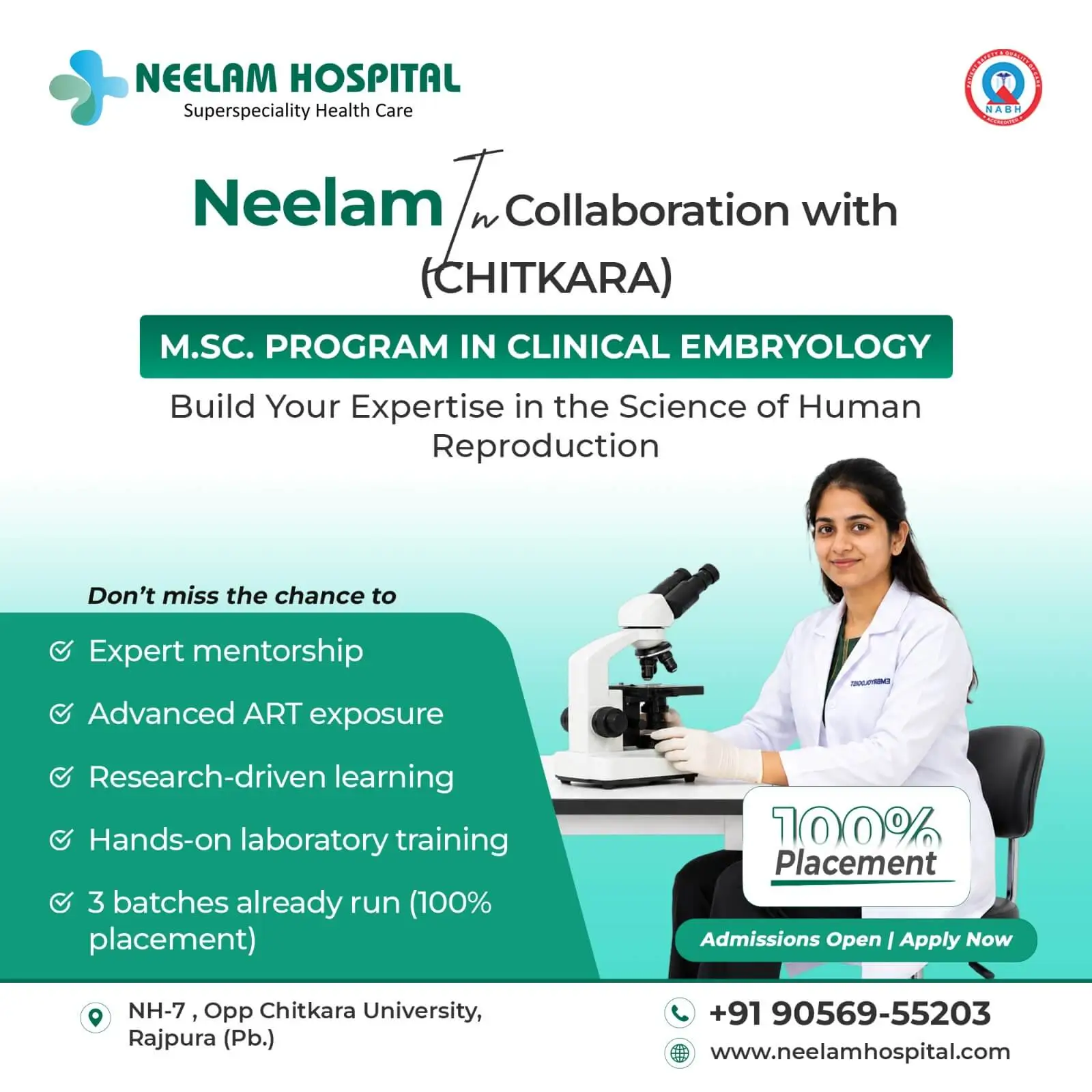 M.Sc. in Clinical Embryology ( In collaboration with Chitkara University)